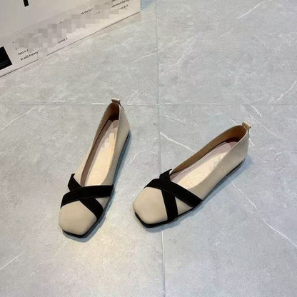 Damen Ballerinas Elegante Kreuzriemen Schuhe