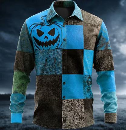 Herren Halloween Hemd Berlin Motiv Gruselig Kurzarm