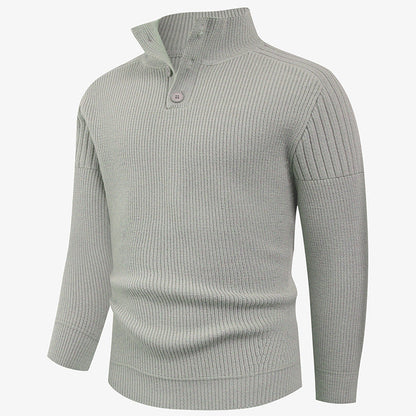 Herren Pullover mit Rippstruktur und Halbreißverschluss Modern