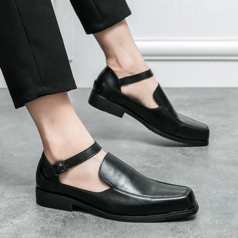 Damen Lederschuhe Elegantes Design Schnallenverschluss Schwarz