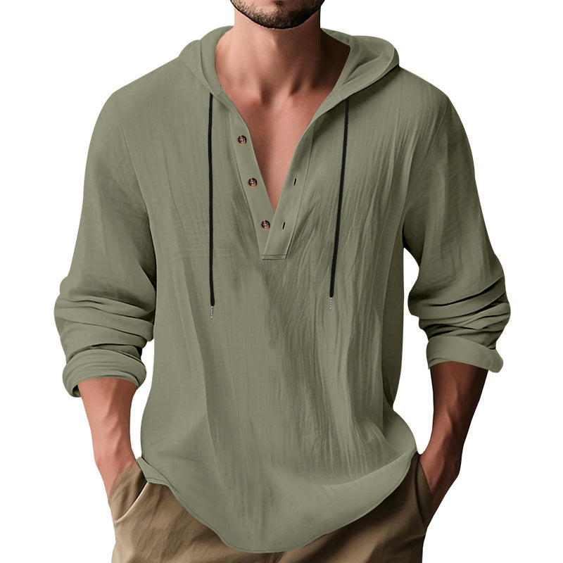 Herren Kapuzenshirt Langarm Modern Knopfleiste Trendy