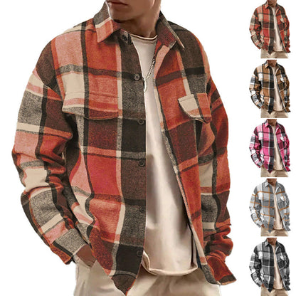 Herren Flanell-Hemdjacke Karo Muster Brusttasche Schick - BerlinGlamour