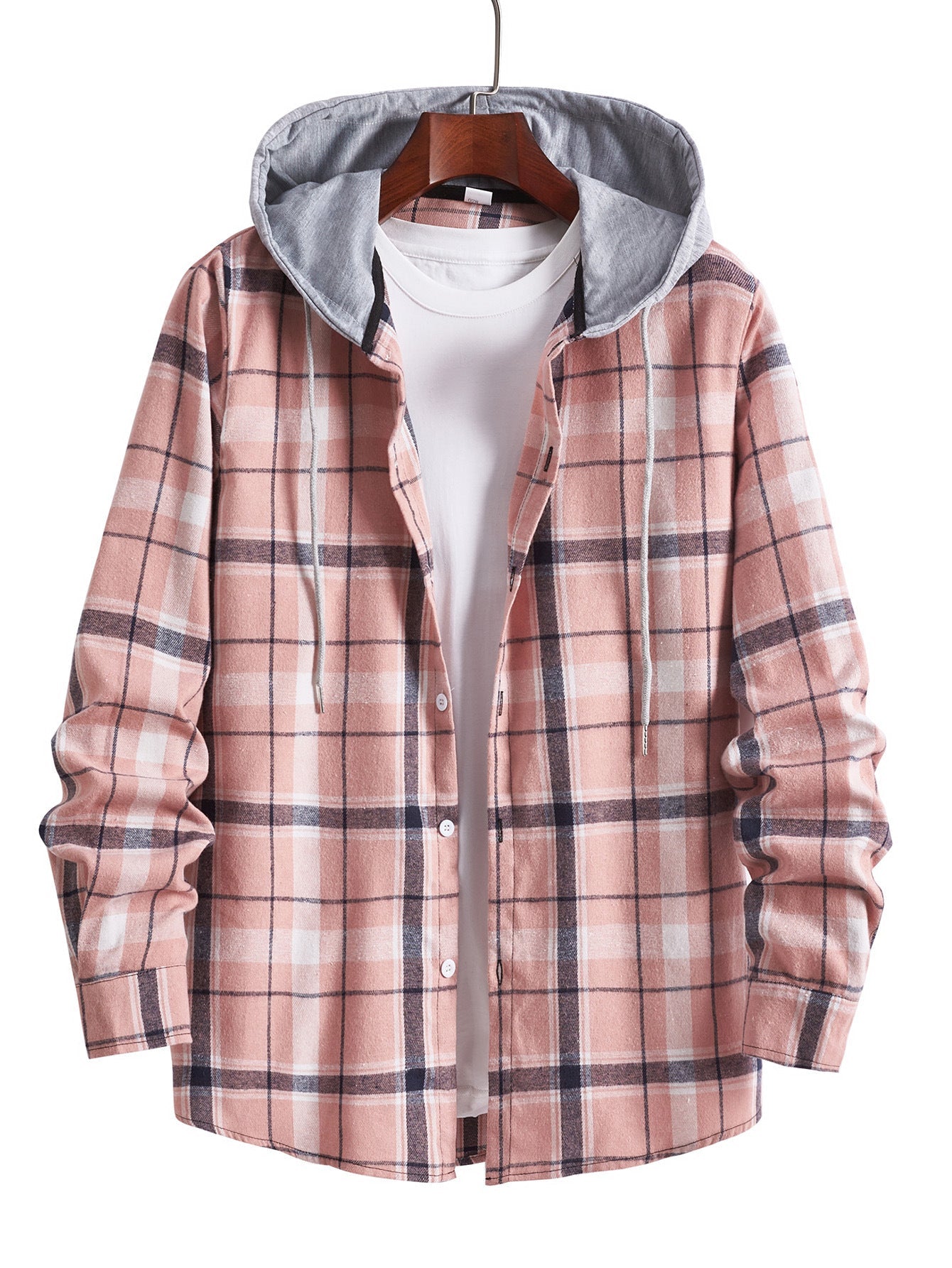 Herren Overshirt Kapuze Karomuster Modern