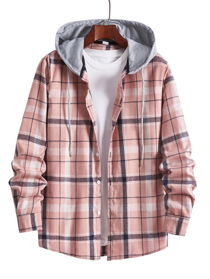 Herren Overshirt Kapuze Karomuster Modern