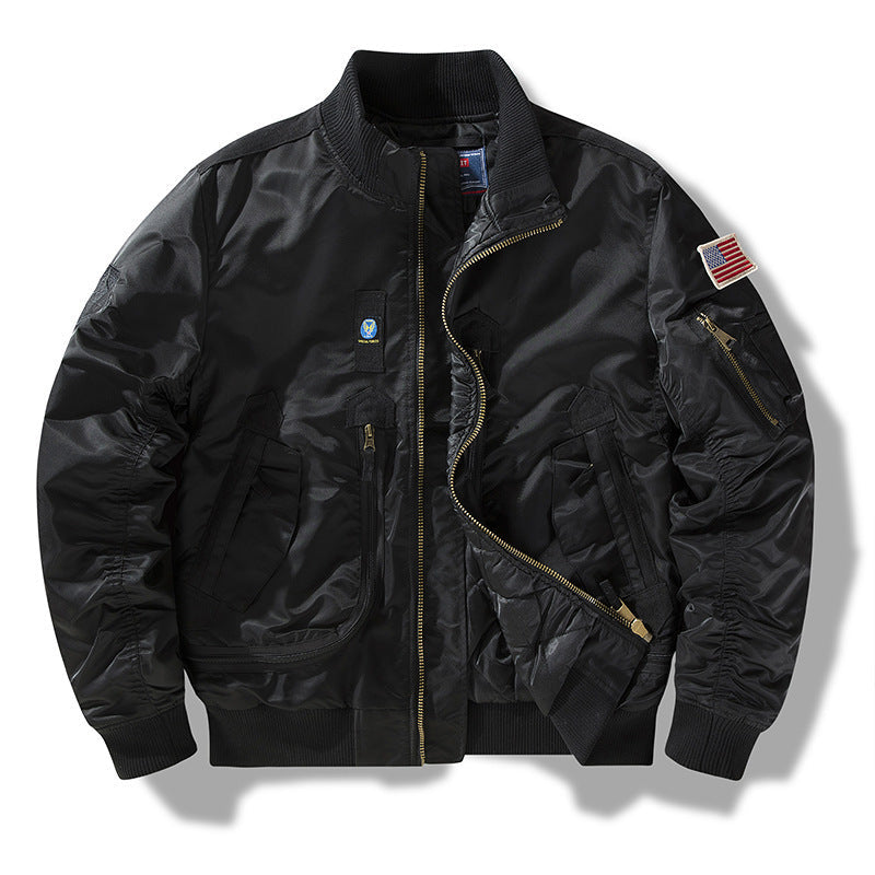 Herren Bomberjacke Funktionell mit Taschen Schwarz
