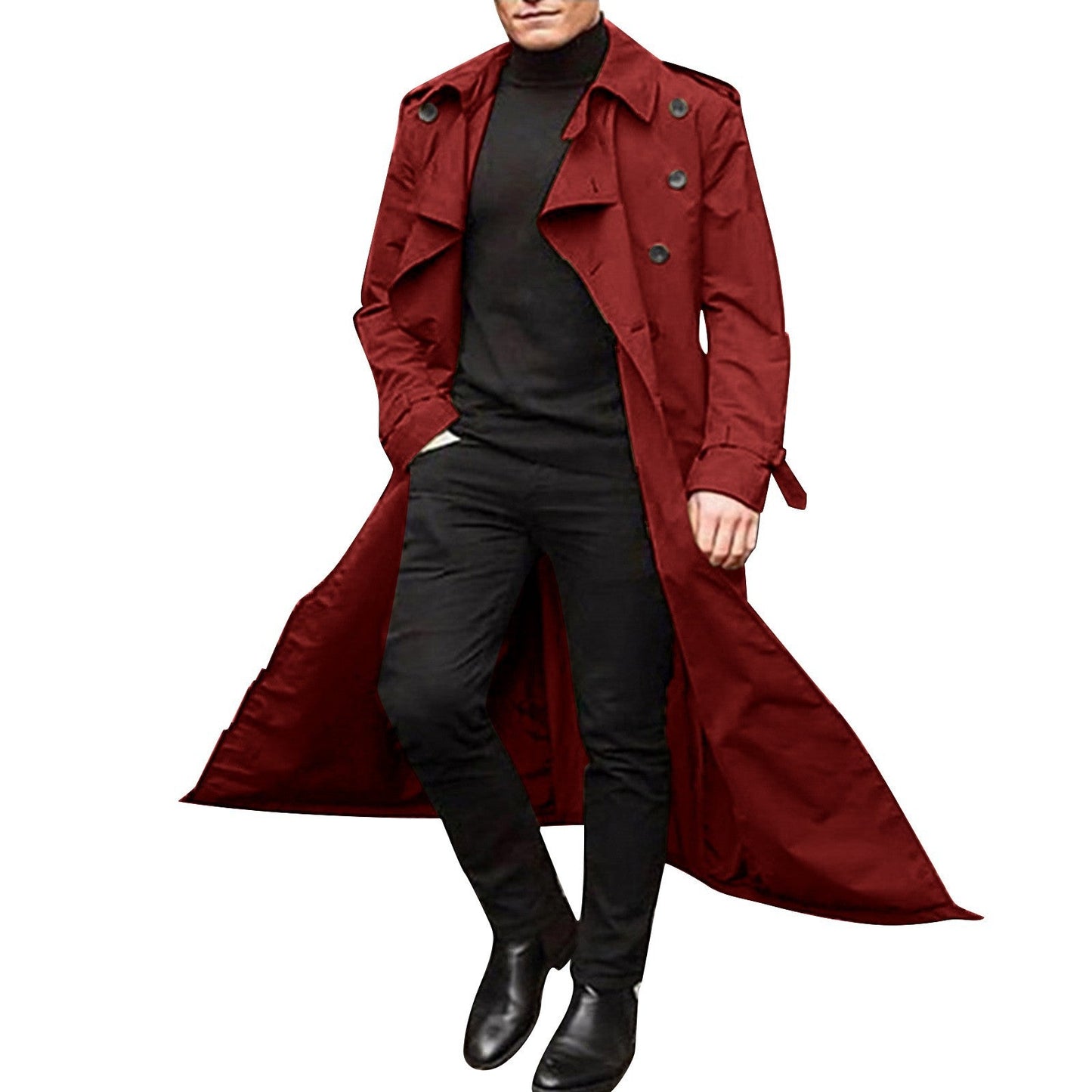 Herren Trenchcoat Eleganter Doppelreihen Mantel Berlin Style