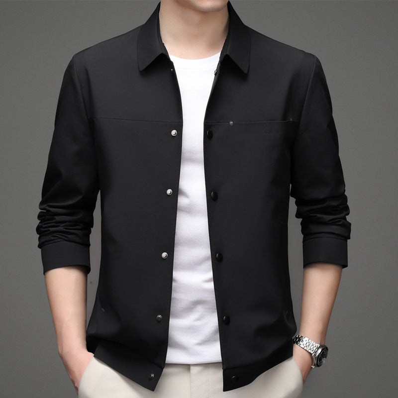 Herren Übergangsjacke Elegant mit Druckknopfverschluss Schwarz