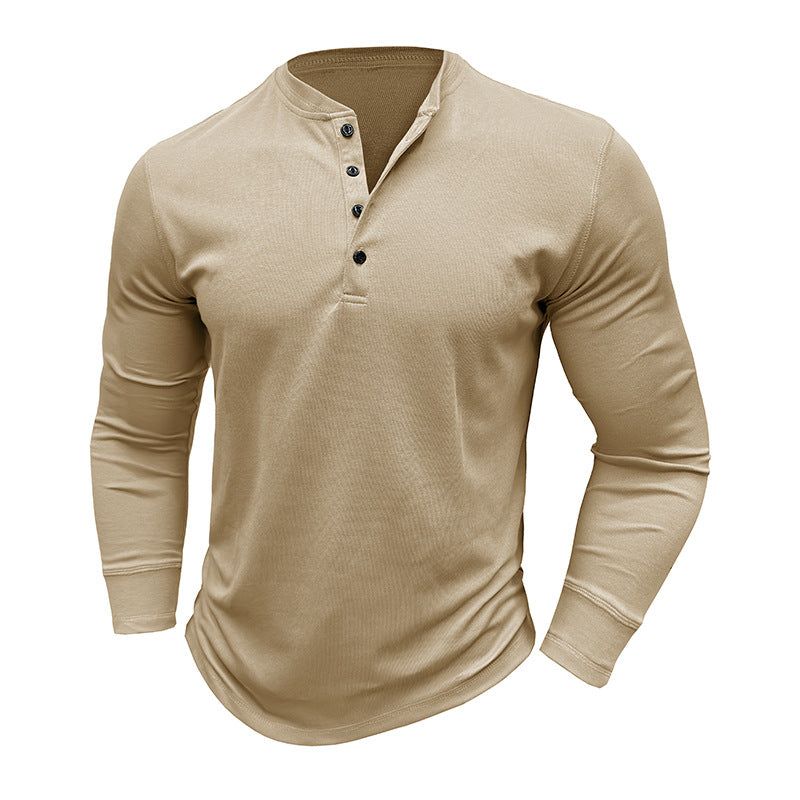 Herren Langarmshirt Modern Knopfleiste Slimfit