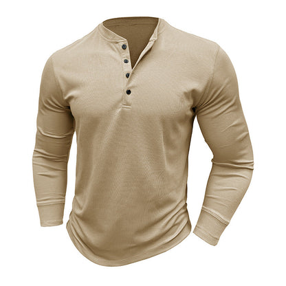Herren Langarmshirt Modern Knopfleiste Slimfit