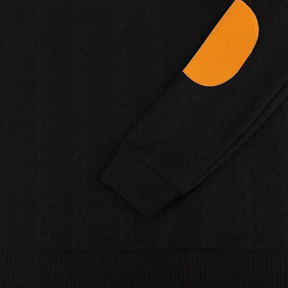 Herren Pullover Strukturiert Leder Akzente Modern