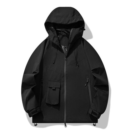 Herren Outdoor-Jacke wasserabweisend verstellbares Kapuzen-Design