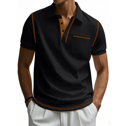 Herren Poloshirt Modern Henley Kragen Kontrast Akzente