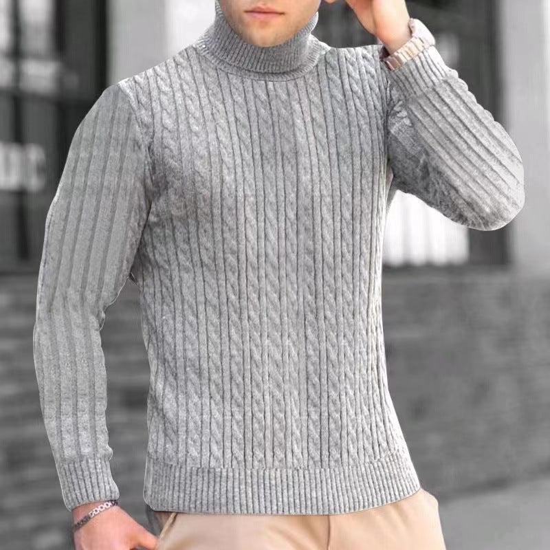 Herren Strickpullover Modern Rippmuster Hochkragen