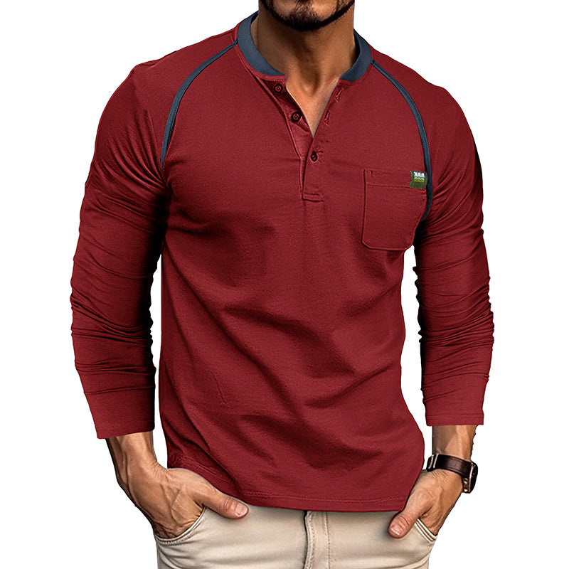 Herren Langarmshirt Modern mit Brusttasche Trends