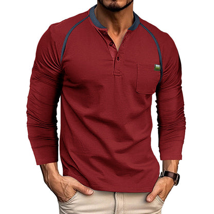 Herren Langarmshirt Modern mit Brusttasche Trends