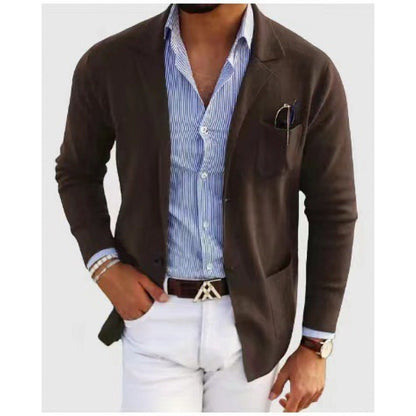 Herren Strickblazer Bequem Lässig Mit Taschen