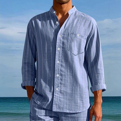 Herren Langarmhemd Modern mit Streifenmuster Elegante Optik