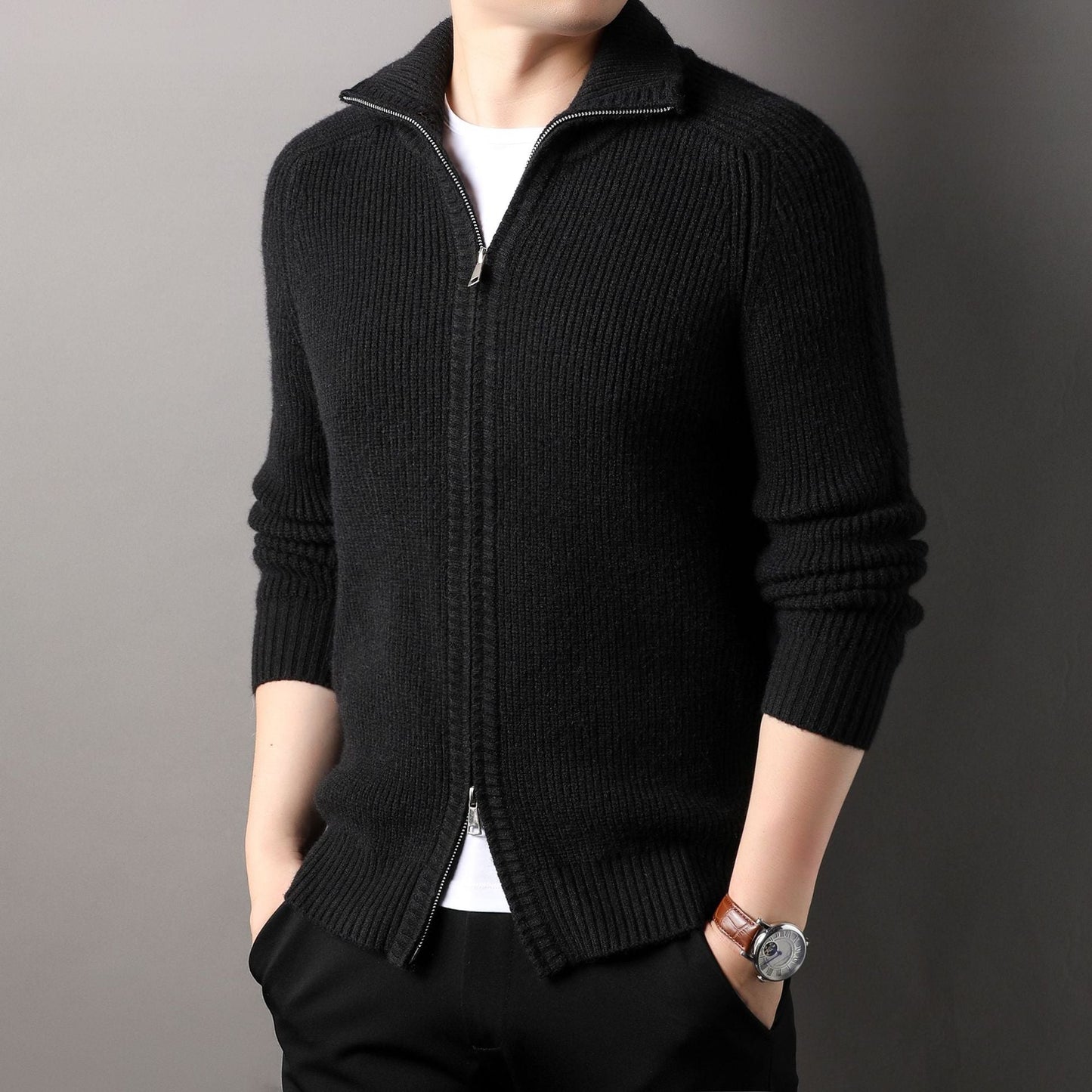 Herren Pullover Stehkragen Modern Wolle Qualität