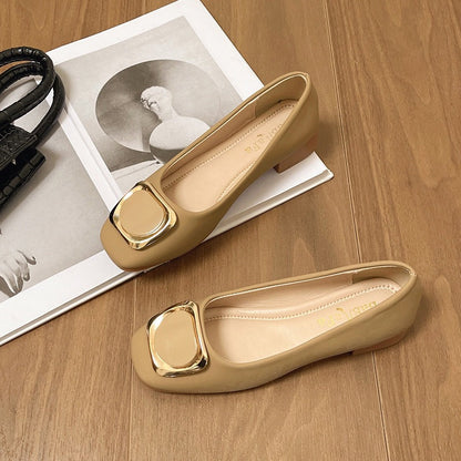 Damen Ballerinas Elegante Quadratverschluss Schuhe Modern