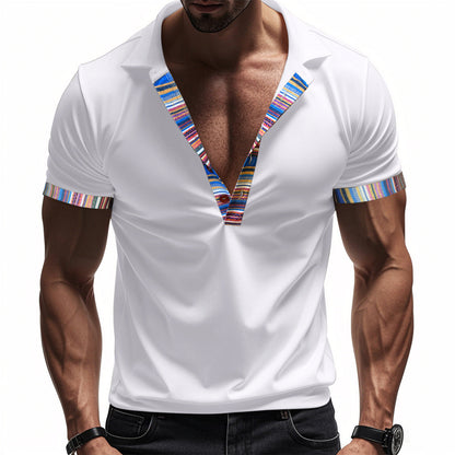 Herren Poloshirt Modern V-Ausschnitt Bunt