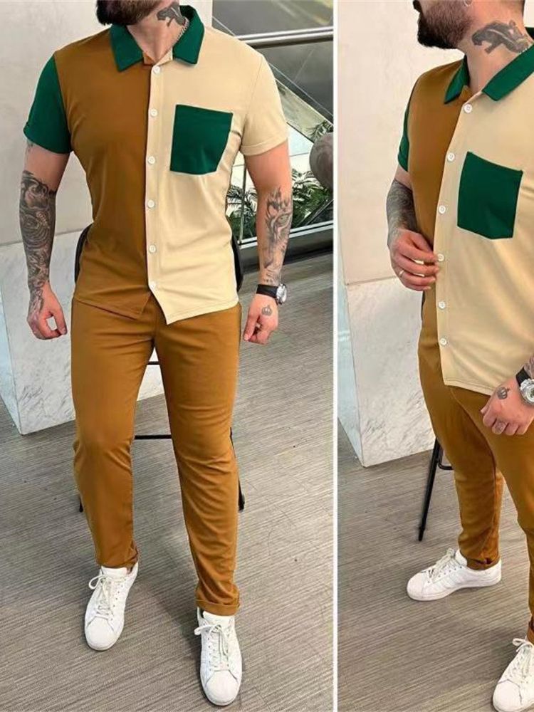 Männer Freizeit Outfit Farbblock Trendy