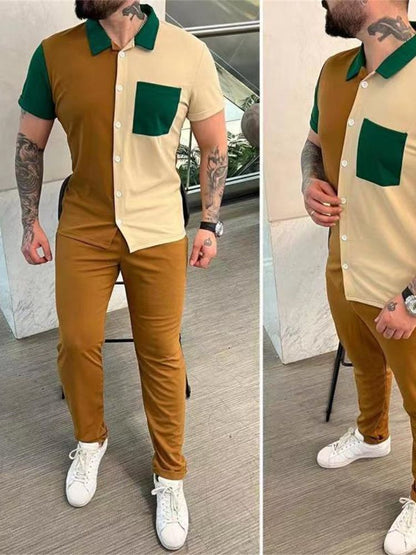Herren Sportset Kurzarm Kontrastdetails Modern