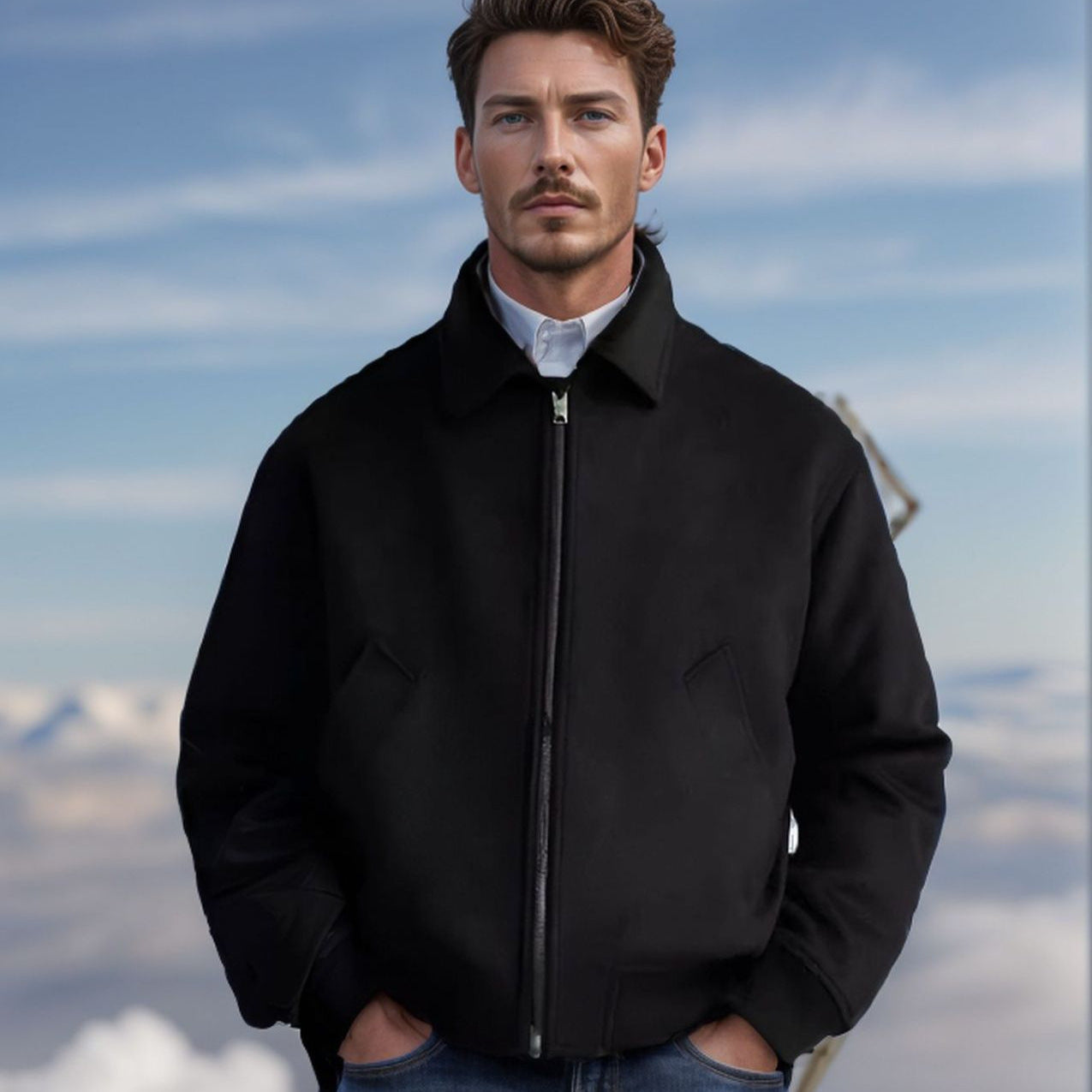 Herren Bomberjacke Softshell Teddy Stoff Modern - BerlinGlamour