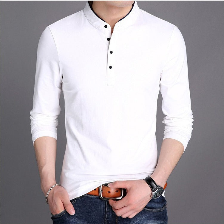 Herren Polohemd Langarm Modern Stehkragen Elegant