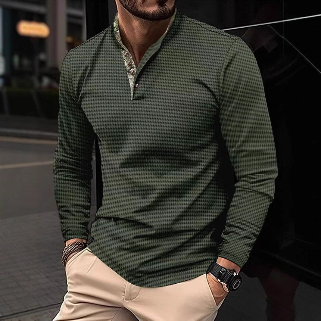 Herren Langarmshirt Modern Grafik Kragen Trendy - BerlinGlamour