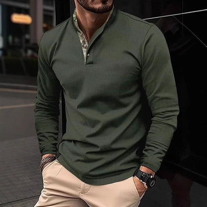 Herren Langarmshirt Modern Grafik Kragen Trendy - BerlinGlamour