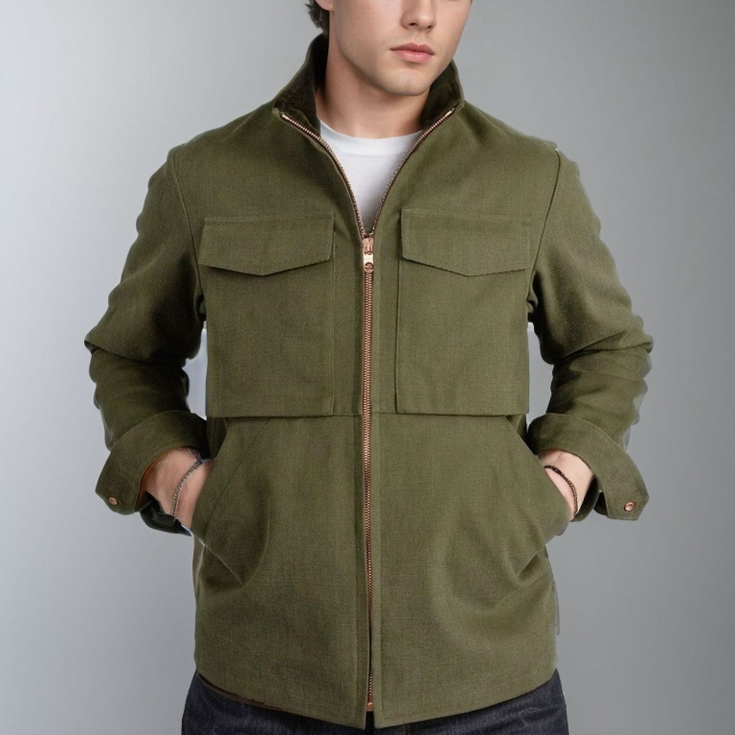 Herren Utility-Jacke Modern mit vielen Taschen und schmalen Schnitt