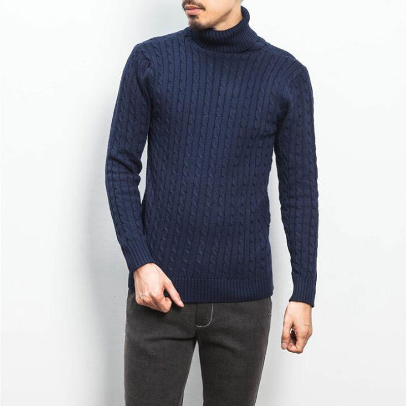 Herren Rollkragenpullover Zopfmuster Weich Komfortabel