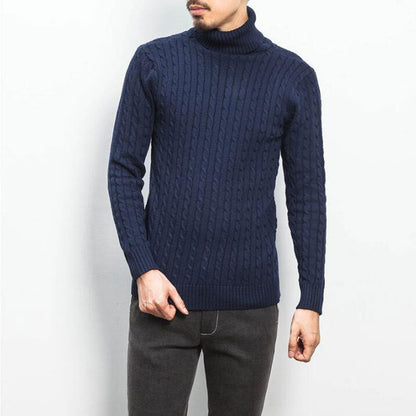 Herren Rollkragenpullover Zopfmuster Weich Komfortabel