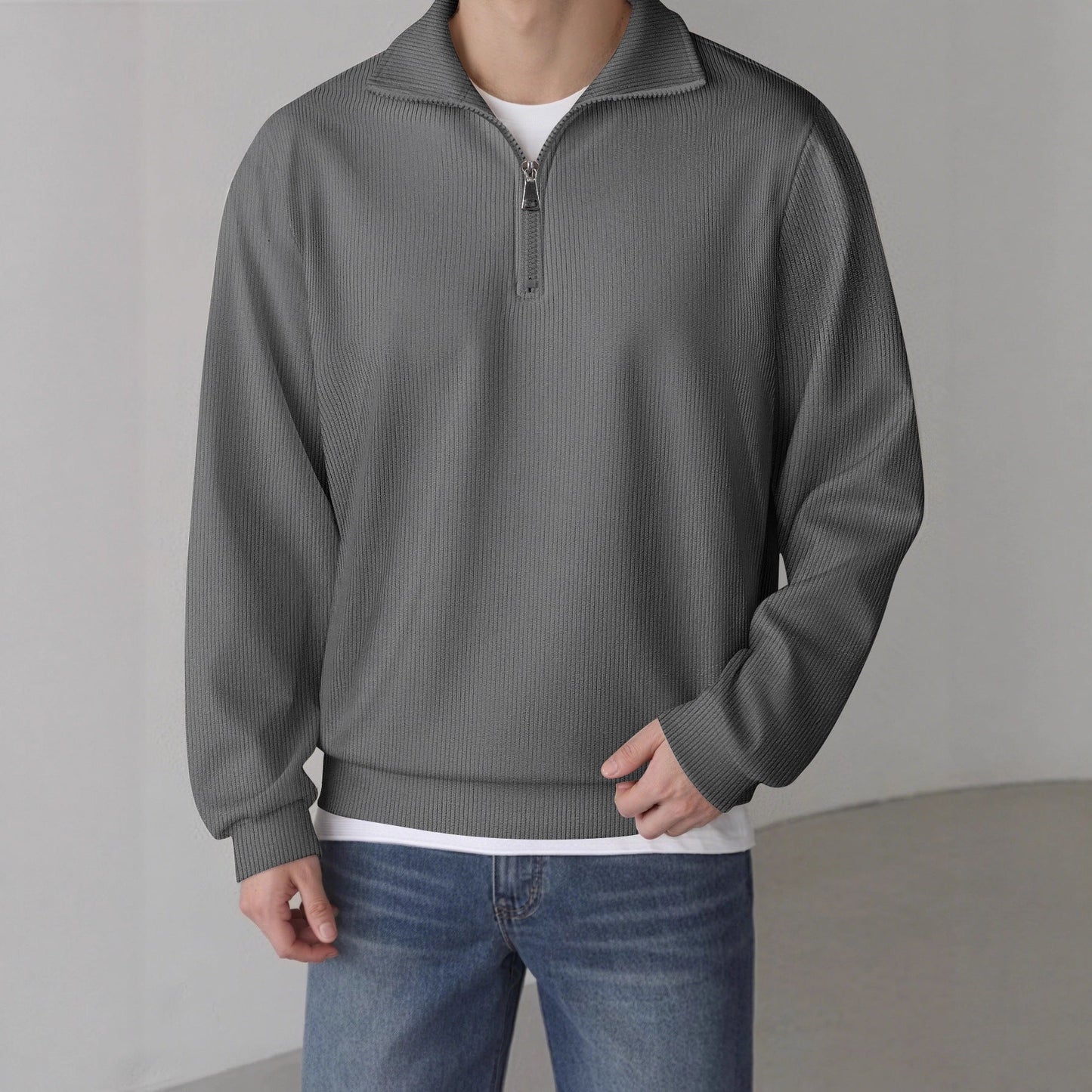 Herren Pullover Lässig Mit Reißverschluss Casual