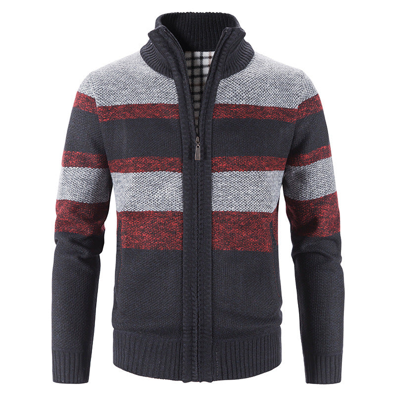 Herren Strickjacke Modern Stehkragen Reißverschluss