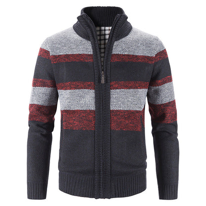 Herren Strickjacke Modern Stehkragen Reißverschluss
