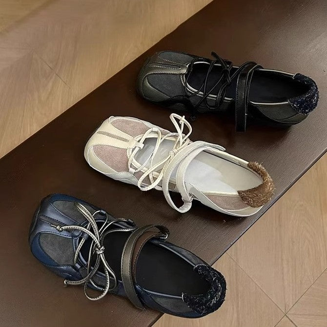 Damen Ballerinas Komfortabel Verstellbar Modisch