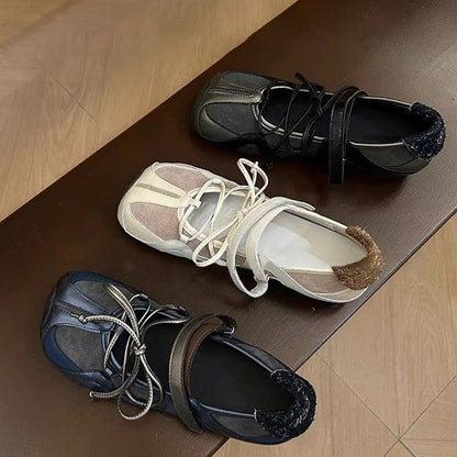 Damen Ballerinas Komfortabel Verstellbar Modisch