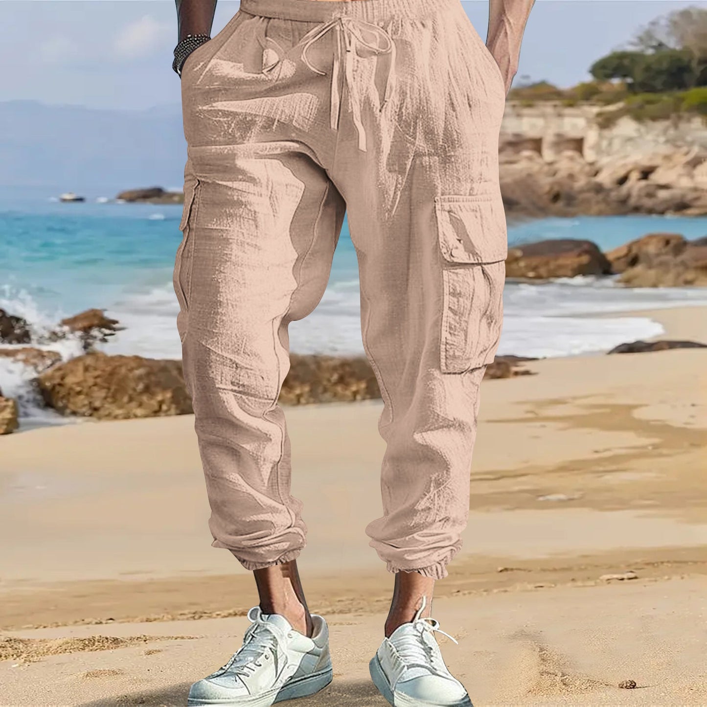 Herren Cargo-Hose Leicht Bequem atmungsaktiv mit Taschen