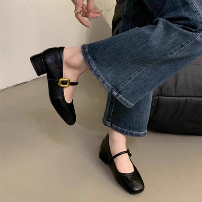 Damen Ballerinas Komfortabel mit Riemen und Schnalle Modisch