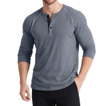 Herren Langarmshirt Knopfleiste Strukturiert Modern Berlin - BerlinGlamour