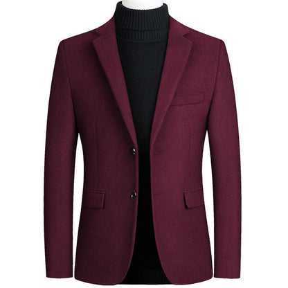 Herren Wollblazer Klassisch Elegant Schwarzer Anzug Blazers