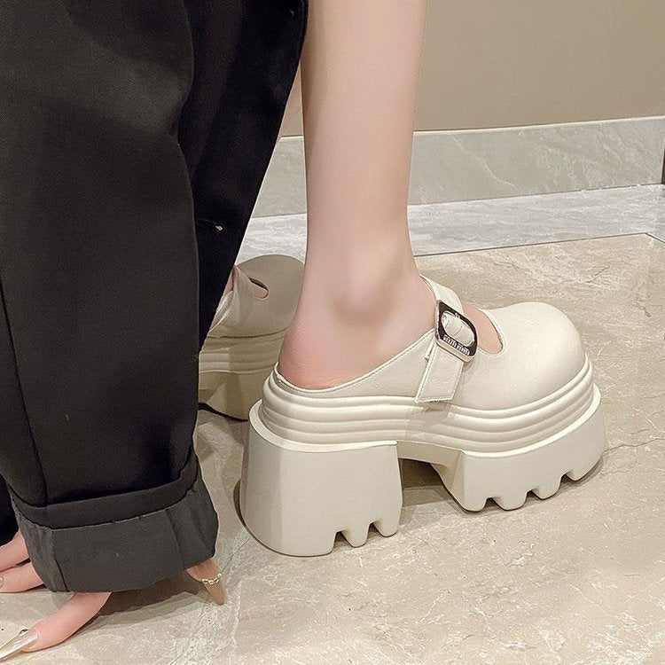 Damen Clogs Plateau Modisch Schnallenverschluss