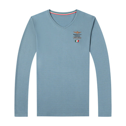 Herren Langarmshirt V-Ausschnitt Elegantes Design