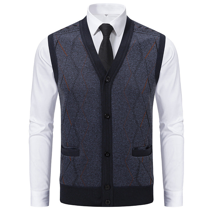 Herren Strickweste Modern mit Muster und Taschen