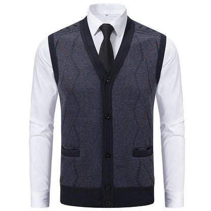 Herren Strickweste Modern mit Muster und Taschen