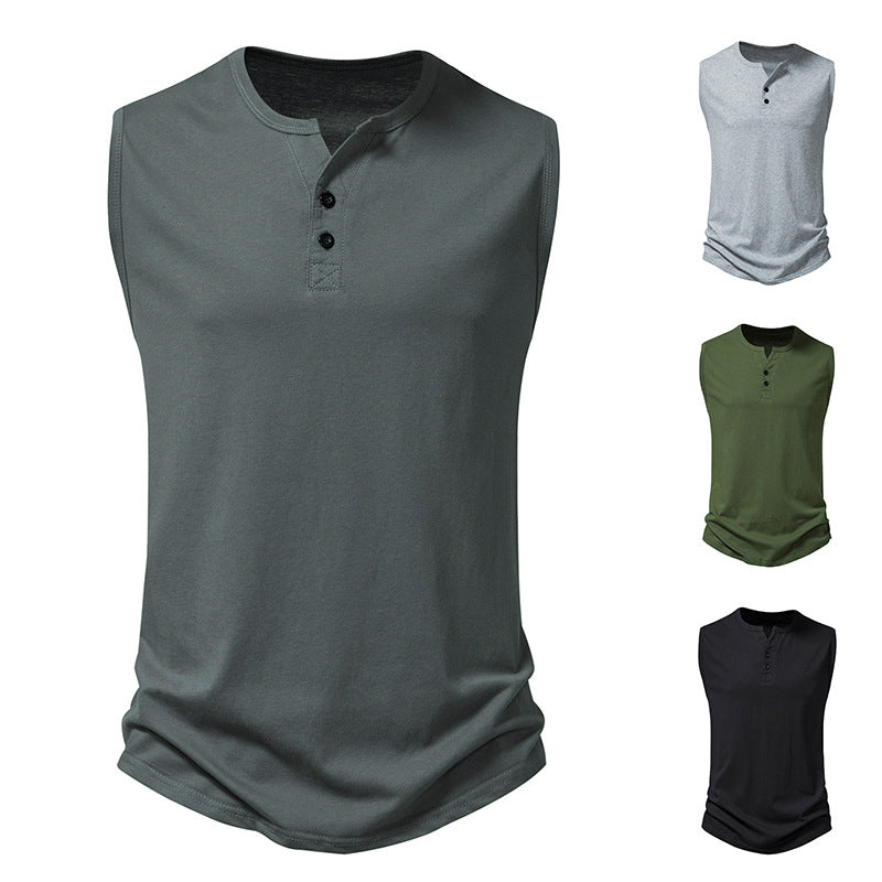 Herren Henley-Shirt Ärmellos Modern Knopfdesign Slimfit - BerlinGlamour