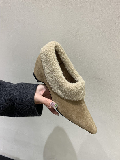 Damen Stiefeletten Kunstfell Kragen Elegante Winterstiefel