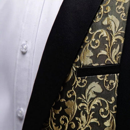 Herren Smoking Elegant Jacquard Blumenmuster Luxus