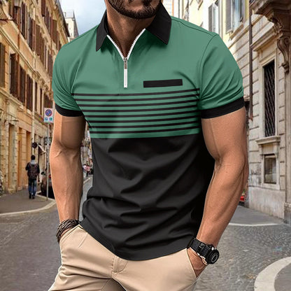 Herren Poloshirt Kurzarm mit Streifenmuster Elegant Modern
